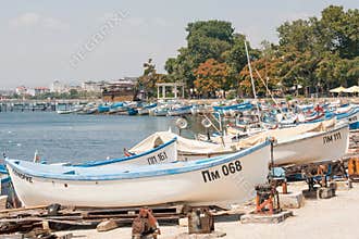 Parking fishing boats in Pomorie, Bulgaria