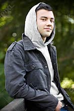 Boy wearing a hoodie