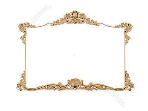 Golden vintage frame. Isolate mirror. Design retro element. physical realistic reflection .
