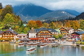 Schonau am Konigssee, Germany. A sightseeing boat cruising on Konigssee ( King's Lake )