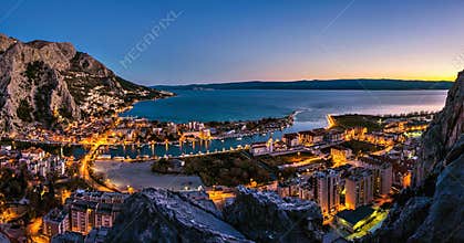 Omis - aerial view at night