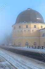 Gostiny Dvor (Merchants Yards) tower in fog