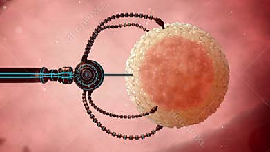 Nano robot fertilizes the cell egg. Artificial insemination. Medical concept future