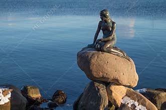 The bronze statue of the Little Mermaid, Copenhagen, Denmark