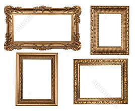 Vintage Detailed Gold Empty Picure Frames