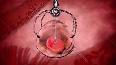 Nano robot kills the human cell. Medical concept anatomical future. HUD background