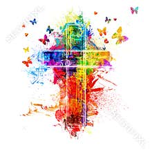 Cross paint splatters