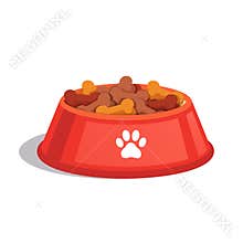 Dog dry food bowl. Bone shaped crisps