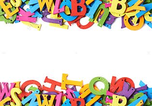 Colorful wooden letters as borders