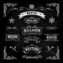 Western hand drawn blackboard vintage badge vector