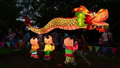 Chinese Dragon lanterns in Auckland Lantern Festival