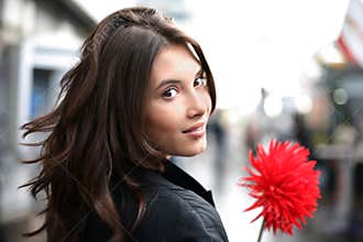 Woman looking back