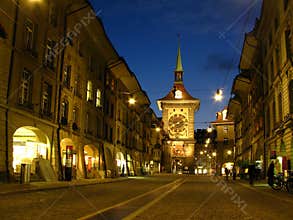 Bern old town at night 01, Switzerland