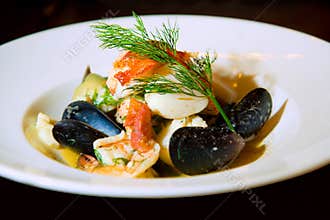 Seafood bouillabaisse or soup