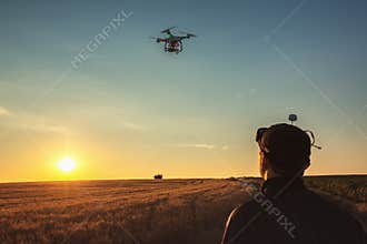 Varna, Bulgaria - June 23 ,2015: Flying drone quadcopter Dji Phantom 2 with digital camera GoPro HERO4