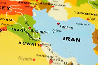 Iran and Iraq on map