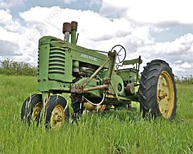 An old A John Deere tractor