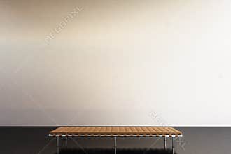 Photo exhibition modern gallery. Blank white empty wall contemporary art museum. Interior loft style with concrete