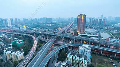 Time lapse of city interchange and urban expressway,