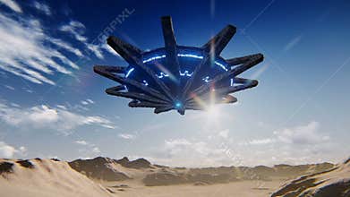 Flying saucer landing in the desert video footage
