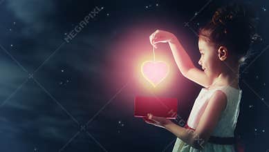 Girl with red heart
