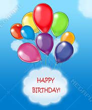 Happy Birthday balloons Kids Wishes sign retro cartoon
