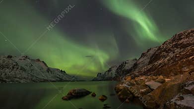 Coastal Aurora borealis over Norway