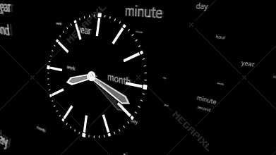 Animation analog clock time passes, animation analog clock