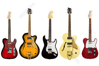 Electric guitars isolated on white background