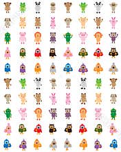 Cartoon animal pose set