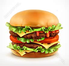 Big burger, vector icon