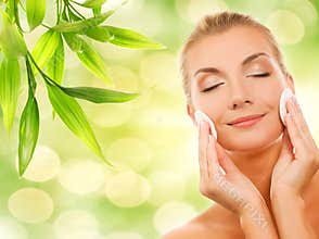 Woman removing cosmetics