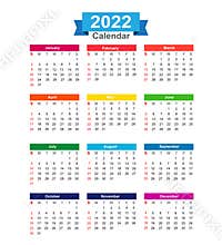 2022 Year calendar isolated on white background vector
