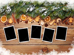 Christmas photo frames, tree, cookies