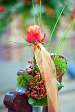 Wedding bow with a beautiful rose