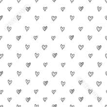 Simple seamless vector pattern of abstract hand-drawn hearts on a white background.