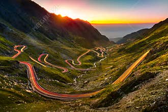 Traffic trails on Transfagarasan pass