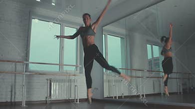 Freedom of expression. Young woman in a free style dancing