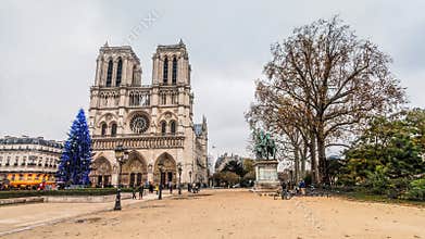 Notre-Dame Cathedral during winter Christmas