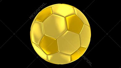 Gold soccer ball rotating alpha channel