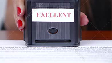 Woman checked the documents done perfectly. Close up