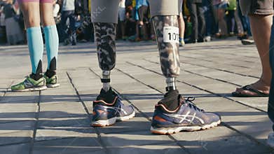 27 august 2016, Russia, Kazan, Disabled athlete with prosthetic leg at triathlon competitions