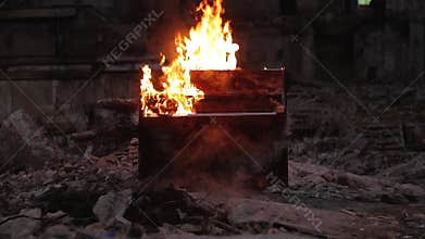 Piano on fire musical instrument