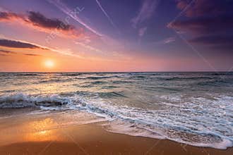 Brilliant ocean beach sunrise.