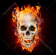 Satanic Skull In Flames
