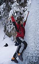 Mountain ice climbing in carpathians