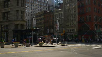 Summer day manhattan famous flat iron building panorama 4k new york usa