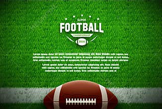 American football top view on green field