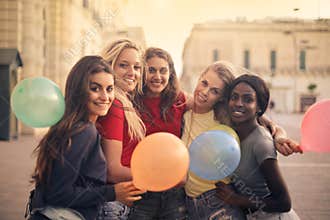 Women with balloons