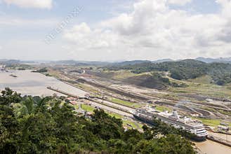 Cruise ship in Panama Canal